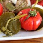 Σκάρος με λαχανικά και μυρώνια στο φούρνο. Baked Parrotfish with vegetables and myronia greens.