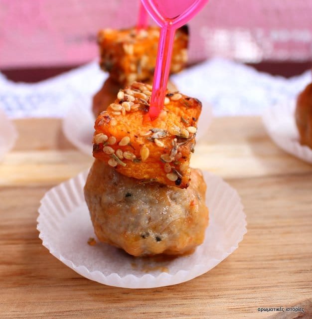 Meatballs with pink sauce