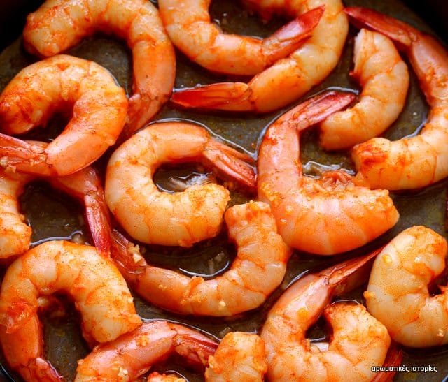 Oven garlic shrimps with lemon-dill mayonnaise