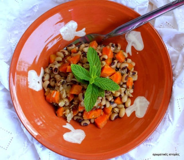Black eye peas with lemon, honey and spearmint