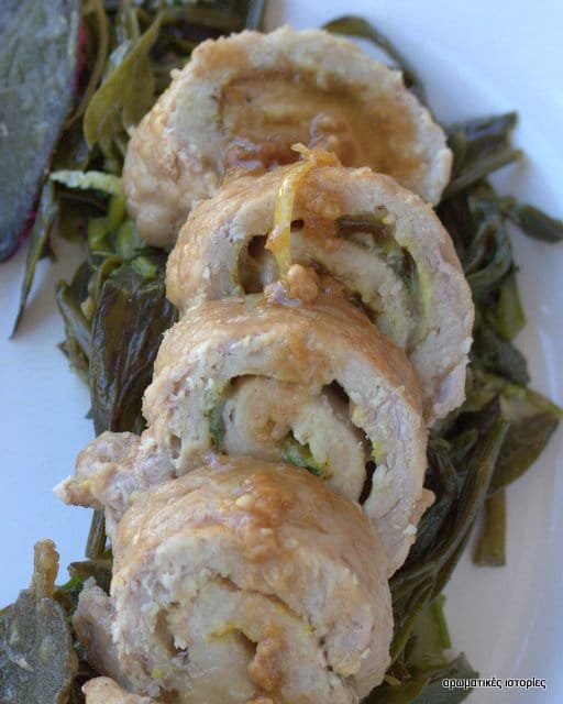 Pork rolls stuffed with sage and smoked cheese