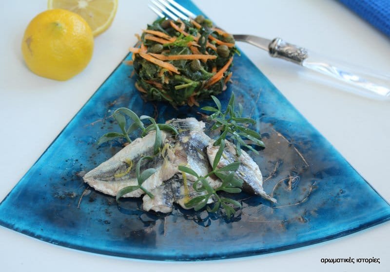 Boiled greens salad with sea fennel