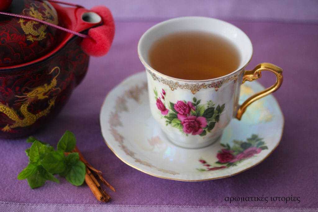 Morning tea with fresh mint and Ceylon cinnamon