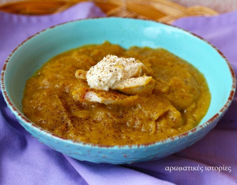 cream soup with xinotyri greek cheese