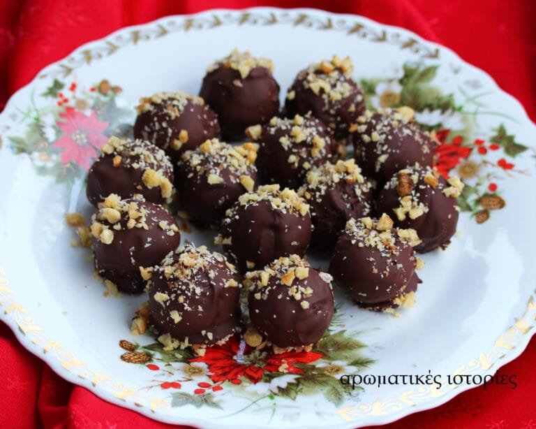 Date, almond and chocolate truffles