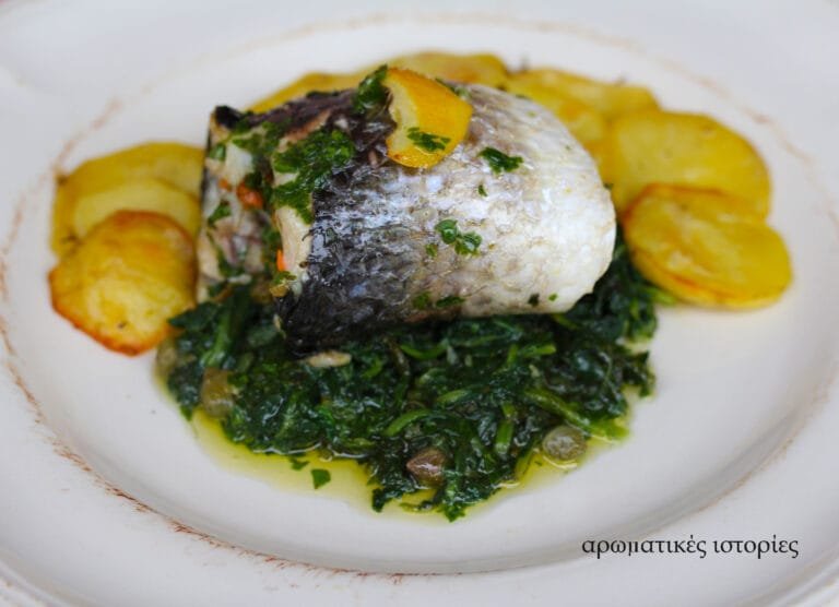 golden grey mullet stuffed filet with capers, parsley and carrots