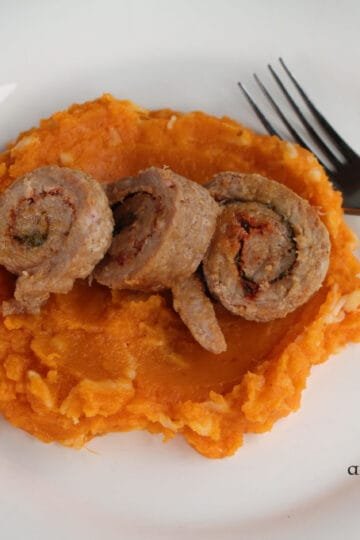 Pork rolls with sweet potato