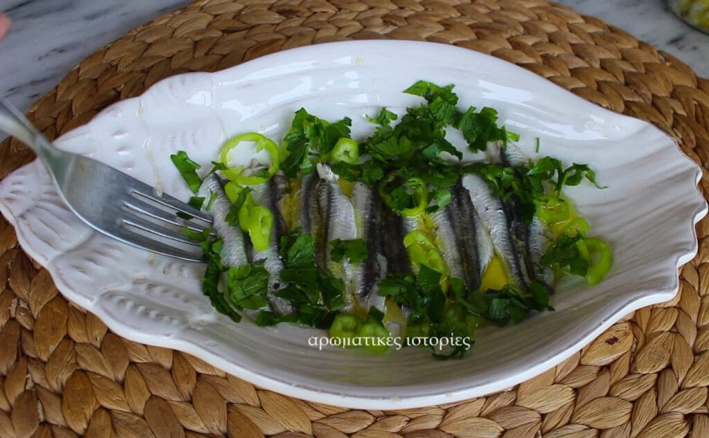 Marinated anchovies with lemon and lime