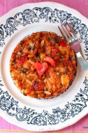 Lentils and orzo pasta
