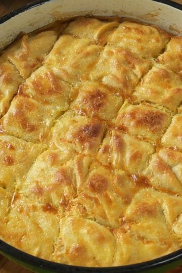 Milina, traditional greek cheese and pasta pie