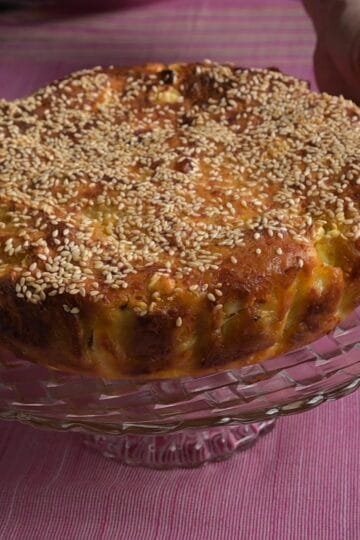 cheese pie with pastry dough sheets, ladotyri cheese and feta