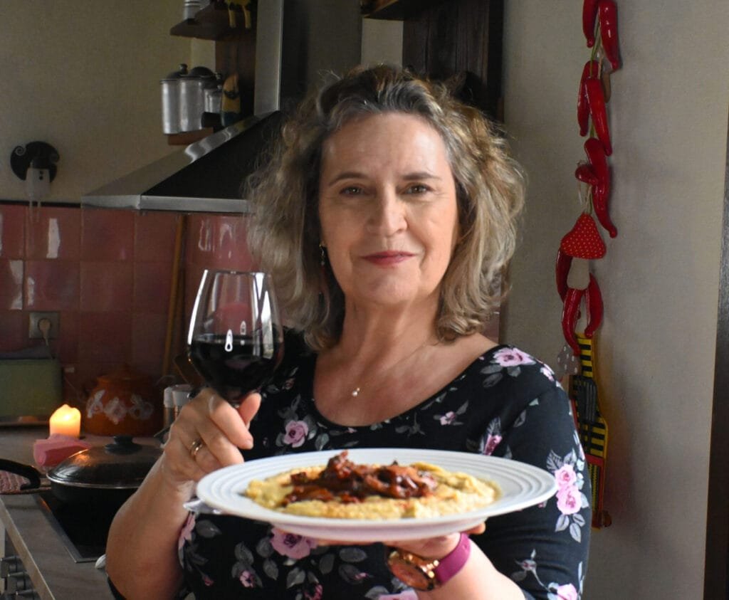 Cuttlefish in wine with orange, celery and chickpea cream