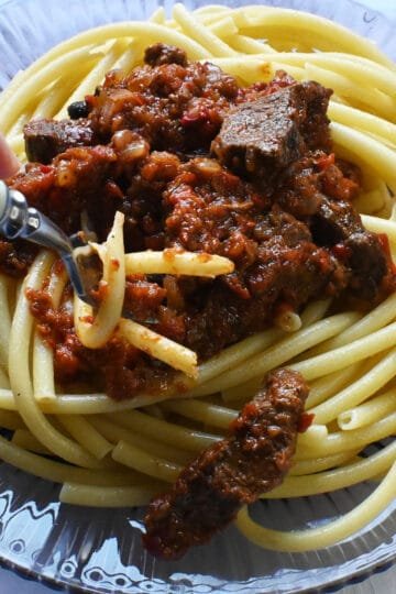 Pastitsada from the island of Corfu