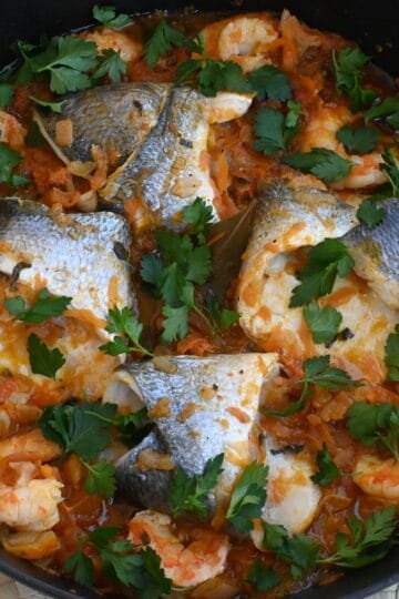 Burdeto, traditional greek fish dish from the island of Corfu