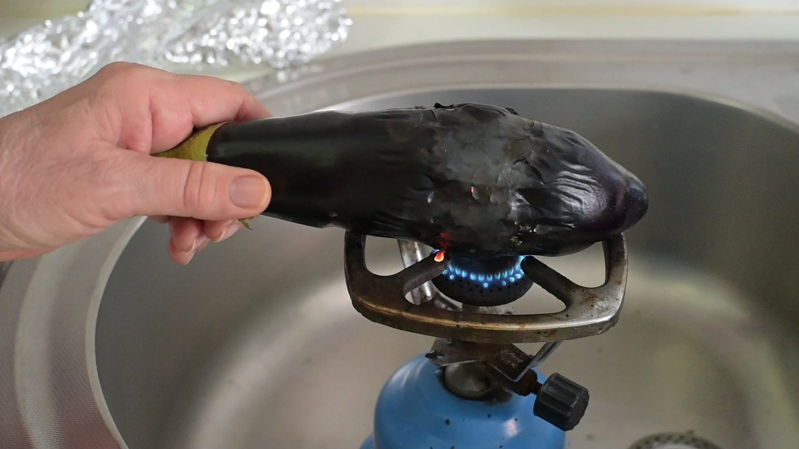 grill eggplants on my portable gas stove