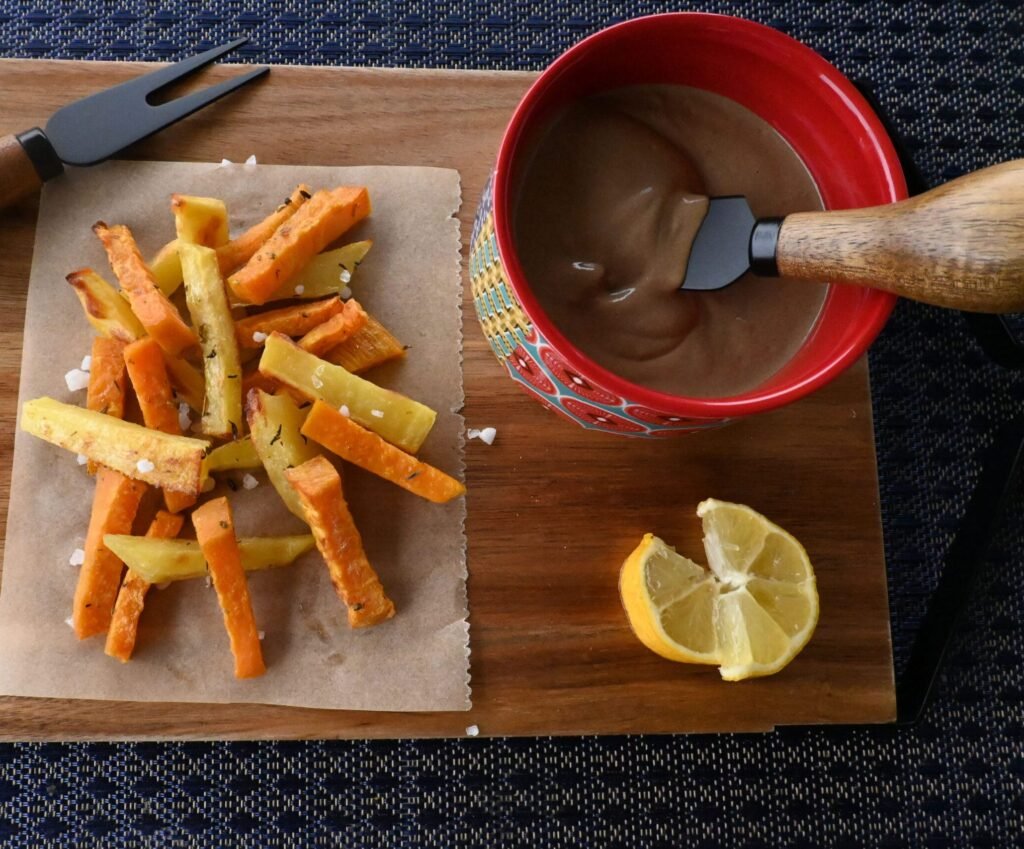 Boiled egg mayonnaise with black garlic