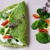Pancakes with spinach and veggies salad with xygalo cheese from Crete