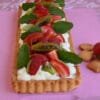 Fresh fruit tart with cream patisserie and white chocolate cream