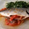 Melanouria greek fish with tomato and chard kritama salad