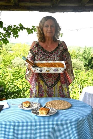 Greek handmade pasta, petoura, in the oven with greek cheese kasseri and metsovone