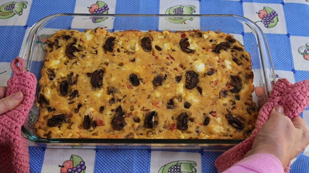 Mushroom and anthotyro greek cheese pie