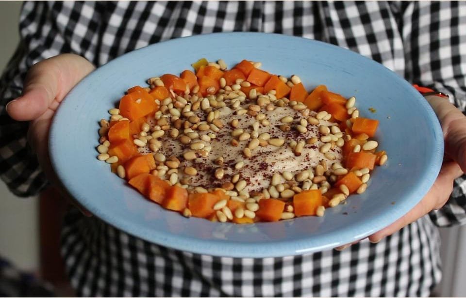 Bean cream with pine nuts and sumac