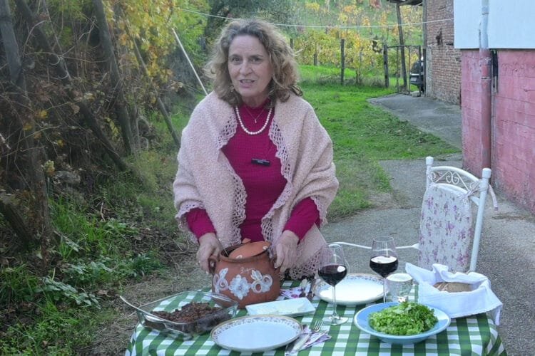 Veal shank in the hull with whole wheat orzo